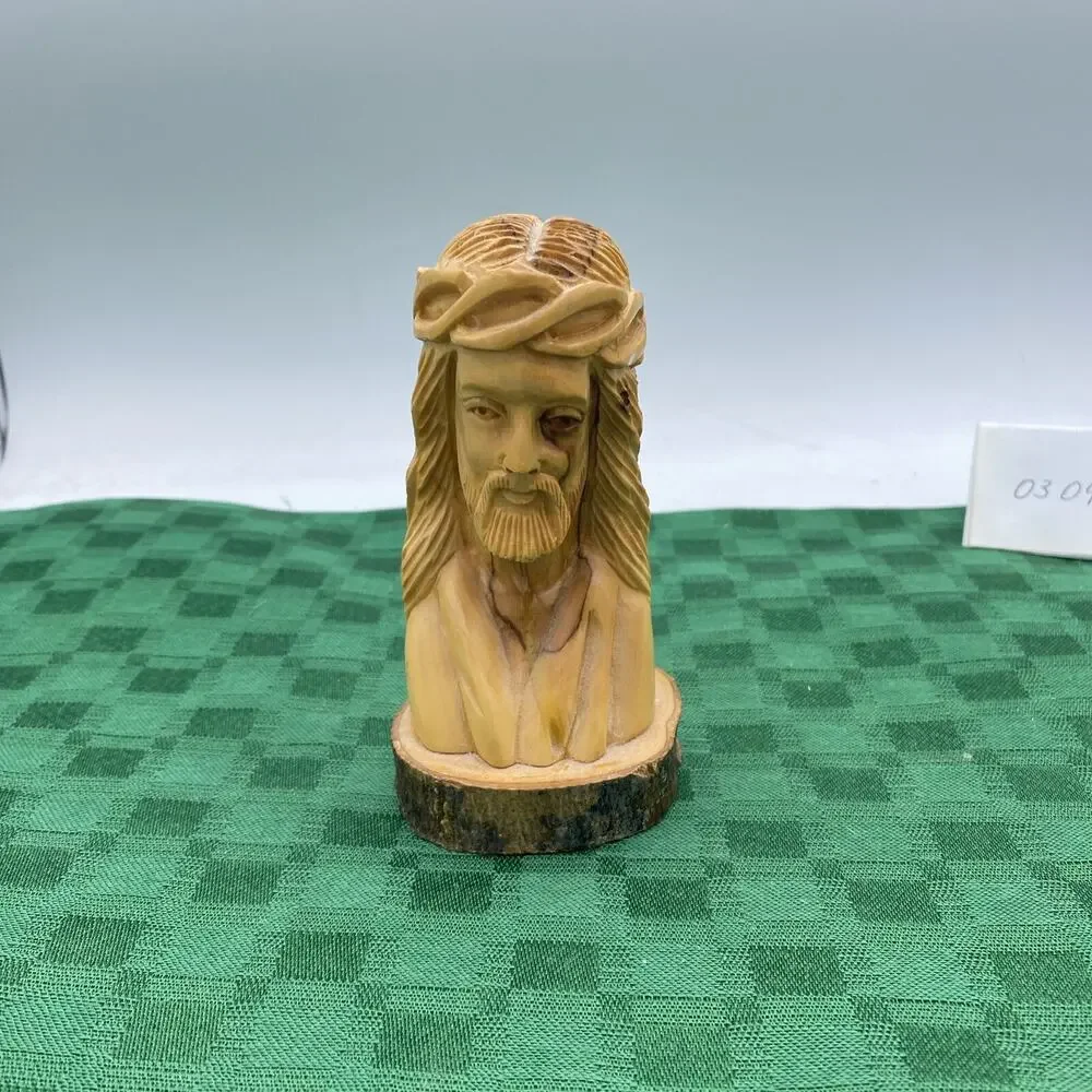 Vintage Hand Carved Wooden Bust Of Jesus 5 1/4